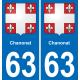 63 Chanonat coat of arms sticker plate stickers city
