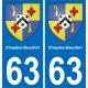 63 Chapdes-Beaufort coat of arms sticker plate stickers city