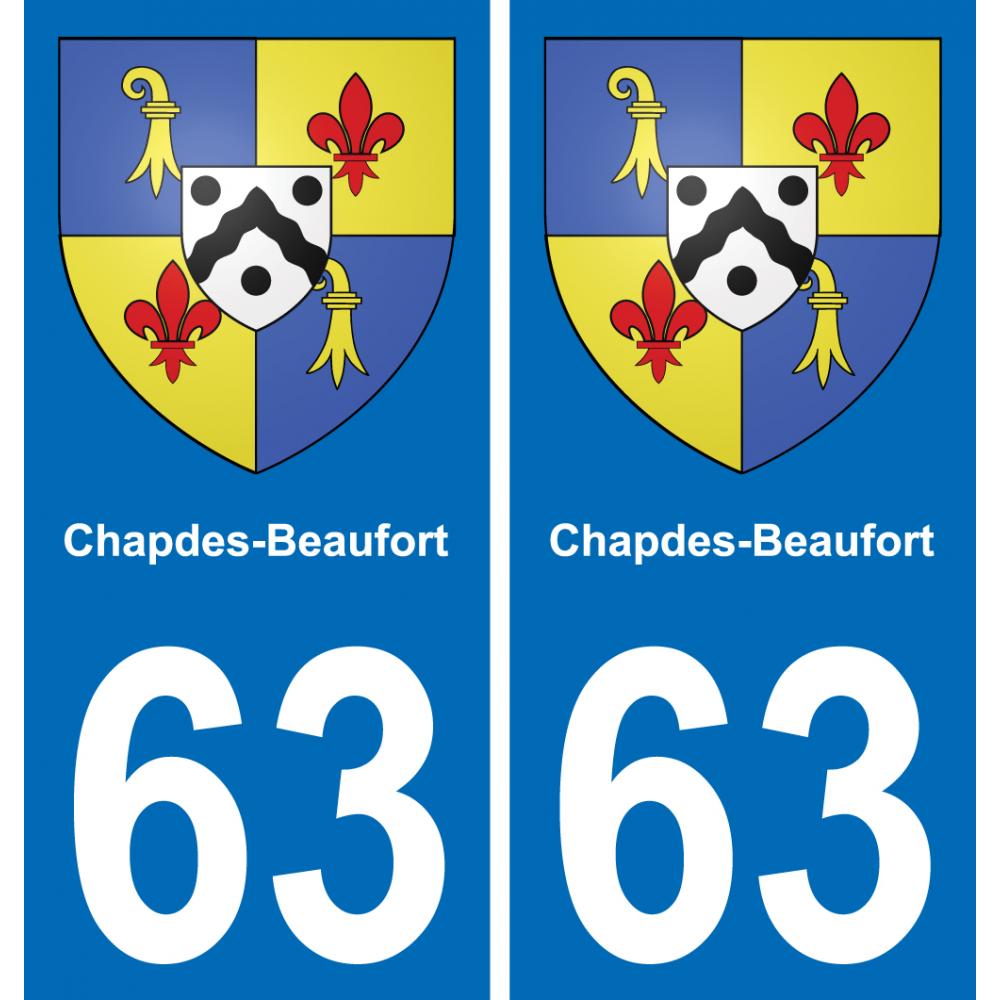 63 Chapdes-Beaufort coat of arms sticker plate stickers city