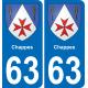 63 Chappes coat of arms sticker plate stickers city