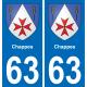63 Chappes escudo de armas de la etiqueta engomada de la placa de pegatinas de la ciudad
