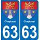 63 Chaptuzat coat of arms sticker plate stickers city