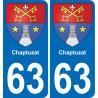 63 Chaptuzat escudo de armas de la etiqueta engomada de la placa de pegatinas de la ciudad