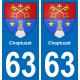 63 Chaptuzat coat of arms sticker plate stickers city