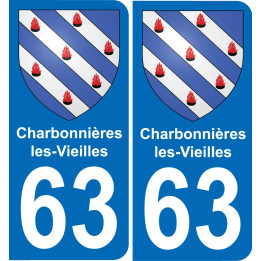 63 Charbonnières-les-Vieilles coat of arms sticker plate stickers city