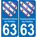 63 Charbonnières-les-Vieilles wappen aufkleber typenschild aufkleber stadt