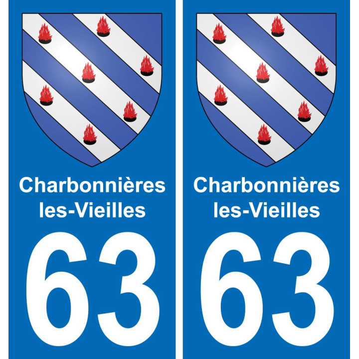 63 Charbonnières-les-Vieilles escudo de armas de la etiqueta engomada de la placa de pegatinas de la ciudad