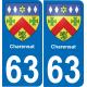 63 Charensat escudo de armas de la etiqueta engomada de la placa de pegatinas de la ciudad