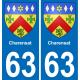 63 Charensat escudo de armas de la etiqueta engomada de la placa de pegatinas de la ciudad