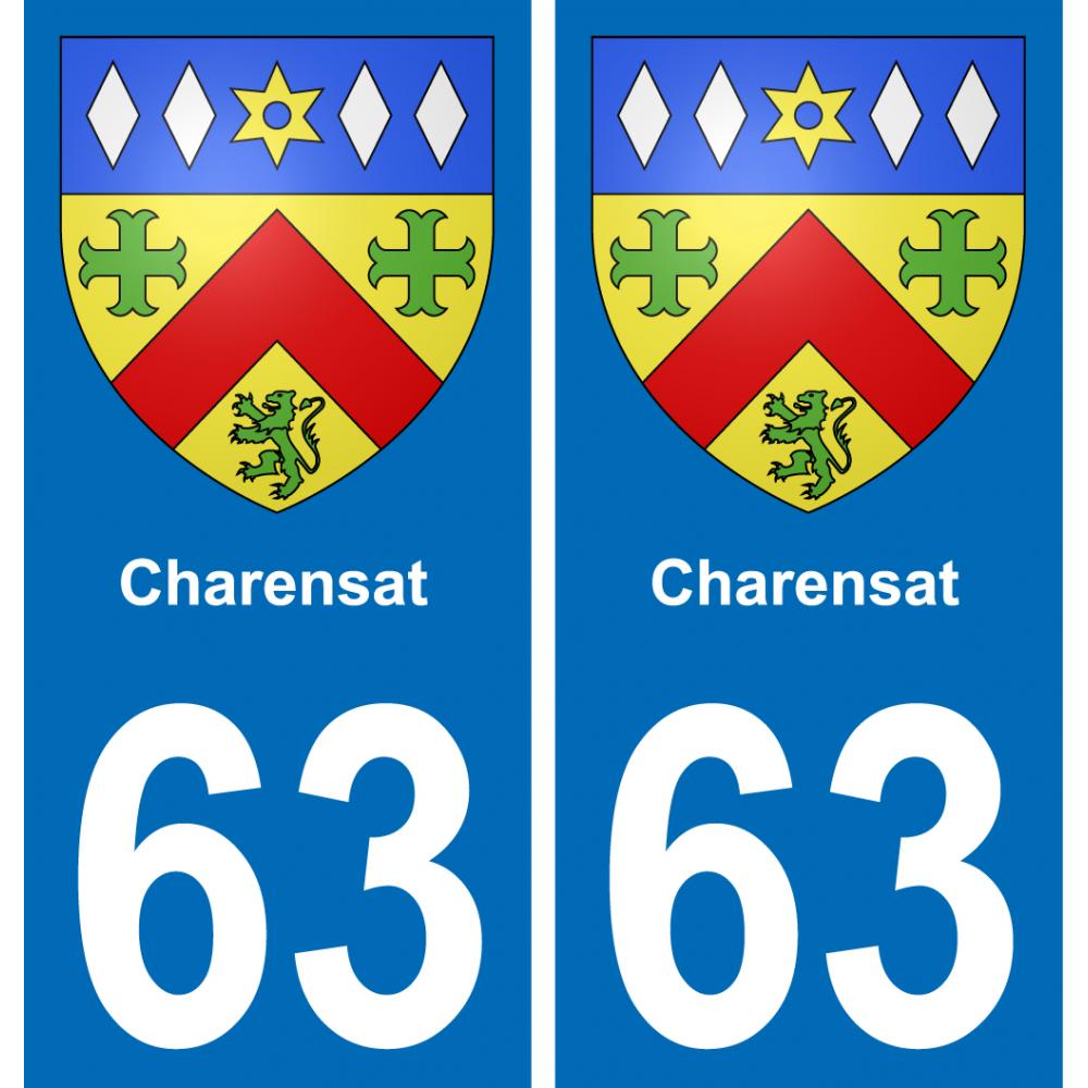 63 Charensat escudo de armas de la etiqueta engomada de la placa de pegatinas de la ciudad
