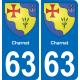 63 Charnat blason autocollant plaque stickers ville