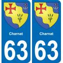 63 Charnat escudo de armas de la etiqueta engomada de la placa de pegatinas de la ciudad