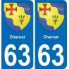 63 Charnat blason autocollant plaque stickers ville