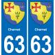 63 Charnat escudo de armas de la etiqueta engomada de la placa de pegatinas de la ciudad