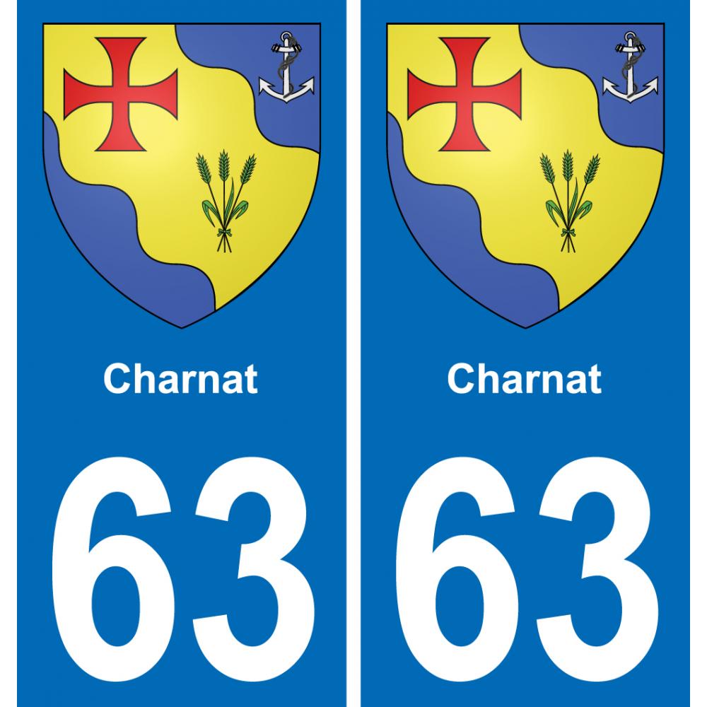 63 Charnat escudo de armas de la etiqueta engomada de la placa de pegatinas de la ciudad