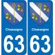 63 Chassagne escudo de armas de la etiqueta engomada de la placa de pegatinas de la ciudad