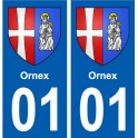 01 Ornex ville autocollant plaque sticker