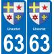 63 Chauriat coat of arms sticker plate stickers city