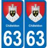 63 Châteldon blason autocollant plaque stickers ville