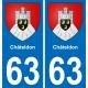 63 Châteldon blason autocollant plaque stickers ville