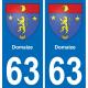 63 Domaize blason autocollant plaque stickers ville