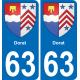 63 Dorat escudo de armas de la etiqueta engomada de la placa de pegatinas de la ciudad