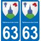 63 Égliseneuve-des-Liards coat of arms sticker plate stickers city