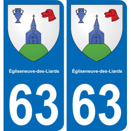 63 Égliseneuve-des-Liards escudo de armas de la etiqueta engomada de la placa de pegatinas de la ciudad