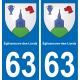 63 Égliseneuve-des-Liards escudo de armas de la etiqueta engomada de la placa de pegatinas de la ciudad
