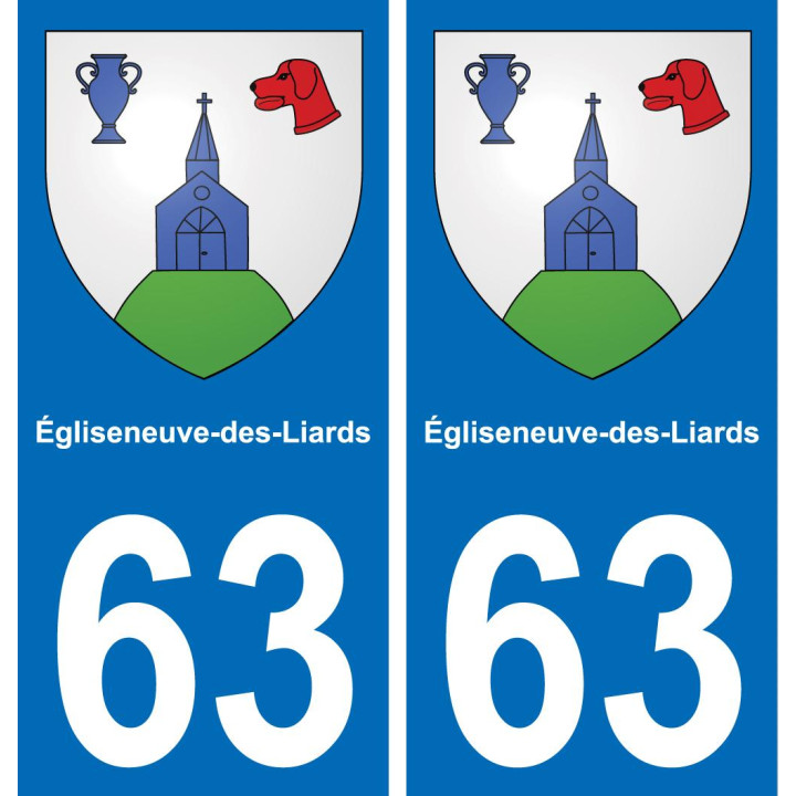 63 Égliseneuve-des-Liards escudo de armas de la etiqueta engomada de la placa de pegatinas de la ciudad