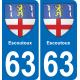 63 Escoutoux coat of arms sticker plate stickers city