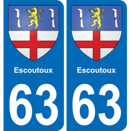 63 Escoutoux escudo de armas de la etiqueta engomada de la placa de pegatinas de la ciudad