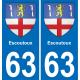 63 Escoutoux coat of arms sticker plate stickers city