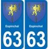 63 Espinchal blason autocollant plaque stickers ville