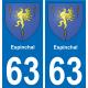 63 Espinchal coat of arms sticker plate stickers city