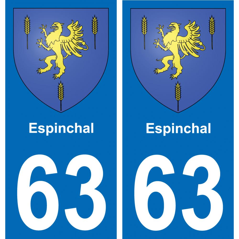 63 Espinchal escudo de armas de la etiqueta engomada de la placa de pegatinas de la ciudad