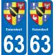 63 Estandeuil escudo de armas de la etiqueta engomada de la placa de pegatinas de la ciudad