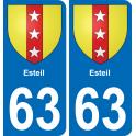 63 Esteil blason autocollant plaque stickers ville