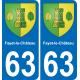 63 Fayet-le-Château escudo de armas de la etiqueta engomada de la placa de pegatinas de la ciudad