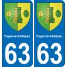 63 Fayet-le-Château escudo de armas de la etiqueta engomada de la placa de pegatinas de la ciudad