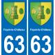 63 Fayet-le-Château escudo de armas de la etiqueta engomada de la placa de pegatinas de la ciudad