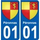 01 Péronnas ville autocollant plaque sticker