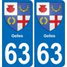 63 Gelles coat of arms sticker plate stickers city