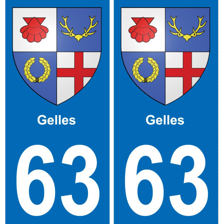 63 Gelles coat of arms sticker plate stickers city
