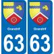 63 Grandrif blason autocollant plaque stickers ville