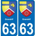 63 Grandrif blason autocollant plaque stickers ville