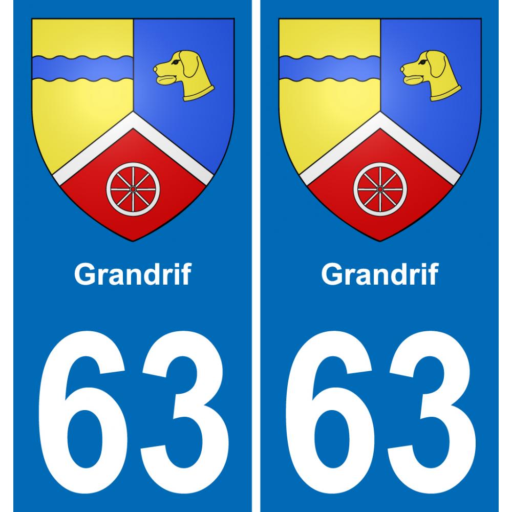 63 Grandrif blason autocollant plaque stickers ville