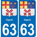 63 Gignat wappen aufkleber typenschild aufkleber stadt