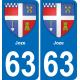 63 Joze escudo de armas de la etiqueta engomada de la placa de pegatinas de la ciudad