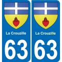 63 La Crouzille escudo de armas de la etiqueta engomada de la placa de pegatinas de la ciudad